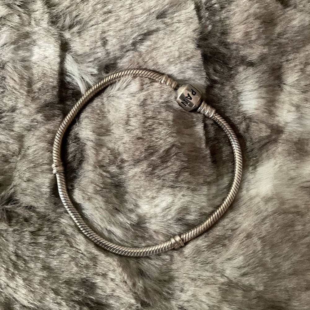 Pandora Silver Tone Snake Chain Charm Bracelet